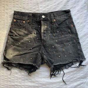 Levi’s Gray Rhinestoned and Studded High Rise Wedgie Short